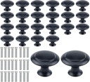 X-AT XATDOMESD 24 Pieces Round Cabinet Knobs, Kitchen Drawer Pulls Dresser Metal Knobs for Door and Drawers (Black,1.2 Inch,L Size), 30