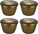 10 fl oz Pudding Mold and Lid Gold Color Reusable Food Safe Plastic Steam Pudding Bowls (4 pack)
