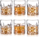 Whiskey Glasses Set of 6, 12oz Old Fashioned Whiskey Glasses Gift for Scotch Cocktails Rum Cognac Vodka Liquor - Rocks Glasses Men Gift(Mixed)