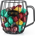 MOLIGOU Coffee Pod Basket, Black, Round, Modern, Rustic, Country-Chic, K Cup Storage, Organizer, Decor, Kitchen Counter, Coffee Bar