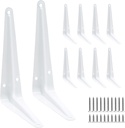 Uenhoy 10 Pack White Shelf Brackets 6 Inch Metal Floating Shelf Brackets Heavy Duty L Brackets for Shelves, Wall Mount Angle Corner Braces (6" x 5")