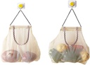 hatisan 2pcs Reusable Hanging Storage Mesh Bags Durable & Strong Fruit and Vegetable Mesh Bags/Pulling resistance Storage Tote Bags for Garlics, Potatoes, Onions or Garbage Bag-Clear
