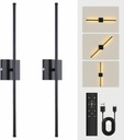 Battery Wall Sconces Set of Two,10000 mAh with Remote Control 350°Rotate Wireless Wall Sconces Set of Two,3000K-6500K Wall Sconce,28.1 Inch,for Living Room, Hallway, Bedroom(Black 2 Pack)