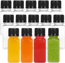 Moretoes 14pcs 2oz Ginger Shots Bottles with Caps, Small Plastic Juice Bottles for Liquids, Reusable Clear Containers for Ginger Shots and Other Beverages