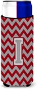 Letter I Chevron Crimson and Grey Ultra Beverage Insulators for slim cans
