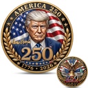 Trump America 250th Anniversary Challenge Coin, 1776-2026 Patriotic Token