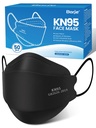 Borje KN95 Face Masks for Adults 50 Pack,5-Ply Black Disposable Face Mask Against PM 2.5 Smoke & Dust, Filtration Efficiency 95%