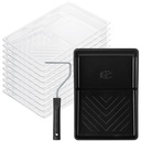 Bates- 6 Inch Paint Roller Tray Set, 12 pcs Black Plastic Paint Tray Kit