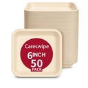 Disposable Paper Plates 6 inch, 50 Count, Square, Beige | Eco-Friendly Sugarcane Plates for Wedding, Party, Cafes | Ideal for Both Hot & Cold Food