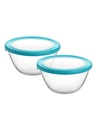 CELLO Ornella Round Glass Mixing Bowls for Kitchen with Lid Set of 2 Pieces, 500ml Transparent | Freezer & Fridge Safe, Microwave Oven & Dishwasher Safe Toughened Glass Bowl for Serving Mixing Dining