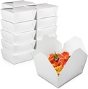 Fit Meal Prep 50 Pack 48 oz Paper Take Out Containers 6.8 x 5.5 x 2.5 - White Lunch Meal Food Boxes #8, Disposable Storage To Go Packaging, Microwave Safe, Leak Grease Resistant for Restaurant
