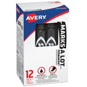 Avery Marks-A-Lot Regular Desk-Style Size Chisel Tip, 12 Black Permanent Markers are perfect for signs and posters (07888)