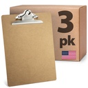 Officemate Recycled Wood Clipboards, 3-Pack, 9x12.5-in, Rust-Resistant Clip