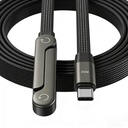 240W USB C to USB C Fast Cable with Invisible Phone Stand, 90° Flat Cord