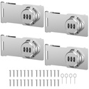 Cabinet Locks with Combination, Hasp Locks, 4 Packs Silver