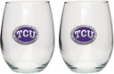 Heritage Pewter TCU Horned Frogs Stemless Glass Goblets – Set of 2 | 15 OZ Goblet Wine Glasses | Expertly Crafted Pewter Glass