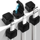 Cable Holder Cable Clips, Cable Management, Pack of 6 Magnetic Desk Cable Organiser, Cable Management, Strong Adhesive Cable Holder for Bedside Table, Kitchen Appliance, Office Cable, Black