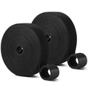 Tobfit 2 Rolls of Cable Ties - Hook and Loop Strip Tape, 1.2cm x 3M Strong Self-Adhesive Hook & Loop Rolls Ideal for Home/Office/Classroom/Tool Organization (Black)