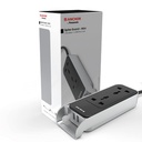 Anchor by Panasonic 6A Extension Board with Handle, 2 Sockets + USB 2.4A, 1.5m Cable (Black and Silver, 240 volts) (22074)