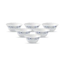 La Opala Diva Classique Collection Opal Glass Crockery | Vegetable Bowl Set of 6 | Blue Mystique Design | for dal & Condiments | Microwave Safe | 100% Vegetarian | Extra Strong | Light & White