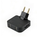 3-in-1 Foldable 180° Rotating Plug Converter Universal EU Adapter Rated Voltage Folding EU Plug Adapter with 2 USB Ports Universal Rotatable Socket Splitter Wall Tap with USB Travel Adapter