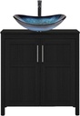 YOURLITE 30" Bathroom Vanity with Sink, Black Bathroom Vanity and Sink Combo with Faucet & Pop Up Drain Set,Traditional Vanity with Blue Glass Bowl Bathroom Sink