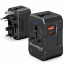 ChargeWave Universal Travel Adapter with 20W Fast Charging 2 USB Ports | All in One Worldwide Plug | 210+ Countries (US/UK/EU/AUS) | International Power Adapter Socket for Mobile, Laptop & Accessories