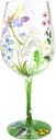 NymphFable Hand Painted Wine Glass Colorful Dragonfly Flower Artisan Painted 15 oz Glass Novelty Gift for Birthdays,Weddings,Valentine's Day