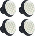4 Pcs Sage Green Checkered Glass Drawer Knobs Black Dresser Knobs Drawer Pulls Door Knobs Dresser Drawer Handles for Kitchen Wardrobe Cupboard Hardware Furniture