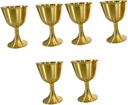 Veemoon 6pcs Vintage Brass Goblet Decorative Holy Cups for Home Decor Temple Offerings and Special Occasions Design High