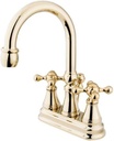 Kingston Brass KS2612KX Governor 4-Inch Centerset Lavatory Faucet with Brass Pop-Up with Knight Cross Handle, Polished Brass