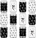 12 Pcs Bow Can Cooler Sleeves Neoprene Coquette Party Favors 12 oz Drink Beverage Can Insulator Beer Cup Holder for Hot Cold Drinks Coquette Bow Birthday Party Supply Favor Gifts (Black)