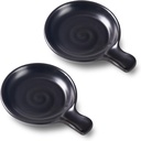 Coffee Spoon Rest for Coffee Bar, 3.3" Small Ceramic Spoon Holder for Kitchen Counter and Stove Top, Modern Style Coffee Bar Accessories, Set of 2, Matte Black