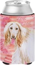 Caroline's Treasures BB9789CC Afghan Hound Love Can or Bottle Hugger, Red Cooler Washable Drink Sleeve Collapsible Beverage Insulated Holder, Can Hugger, Multicolor
