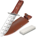 Topline Full Tang Hori Hori Garden Knife, Hori Hori Knife with Sharpening Stone, Double-edge Stainless Steel Blade, Heavy Duty Leather Sheath Included, Garden Tools for Digging, Weeding, Planting