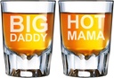 Big Daddy and Hot Mama Engraved Barcraft Fluted Shot Glass Set