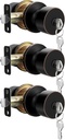 goldenwarm Entry Door Knob Bronze, Oil-Rubbed Bronze Keyed Door Knob, Door Knobs Exterior Bronze Door Knobs with Lock and Key (3 Pack)
