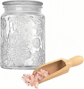 Glass Bath Salt Jar with Wooden Scoop, 23.7oz Bath Salt Container with Lid, Coffee Grounds Container, Coffee Canister