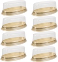 iplusmile 10pcs Transparent Oval Cake Containers Portable Disposable Cake Boxes for Cheesecake Cookies Party Favors Gifts Safe Odorless Yellow Packaging