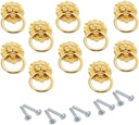 67X40 Antique Gold Lion Head Knobs Cabinet Handles Door Cupboard Closet Drawer Pulls with Screws 10Pcs