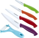 Cook N Home 9-Piece Ceramic Knife Set with Sheaths, Multicolor