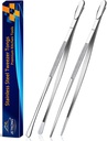 JETKONG 2 Pcs 14-Inch Food Tweezers Stainless Steel Tweezer Tongs Extra-Long Cooking Tweezers (Silver)