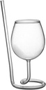 Wine Glass Cocktail Clear Cup Goblet With Drinking Tube Cocktail Glasses Set Of 6