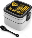 911 Dispatcher U.S Flag with Heart Lunch Box with Handle Stackable 2 Layer Leak-Proof Bento Box Portable Food Containers for Unisex