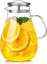 68OZ Glass Pitcher with Lid and Spout, Water Jug, 2000ML Carafe for Hot/Cold Water, Large Iced Tea Pitcher for Coffee, Juice and Homemade Beverage