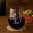 On The Rox Drinks Monogrammed Gifts For Women and Men - Letter A-Z Initial Engraved Monogram Stemless Wine Glass - 17 Oz Personalized Wine Gifts For Women and Men (E)