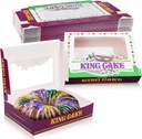 Ctosree 24 Pcs Mardi Gras King Cake Boxes with Window 14 x 10 x 3 Inches Cake Box Rectangle Cake Box Masquerade Party Goodie Gable Boxes for Mardi Gras Cake Decorating Supplies (Square Skylight)