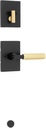 Kwikset 971PVLRCT Prava Lever Keyed Entry Interior Pack with Rectangle Rose for Handlesets - Matte Black/Satin Brass