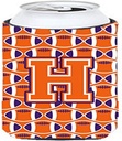 Caroline's Treasures CJ1072-HTBC Letter H Football Orange, White and Regalia Tall Boy Hugger Can Cooler Sleeve Hugger Machine Washable Drink Sleeve Hugger Collapsible Insulator Beverage Insulated Hold
