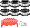 String Trimmer Line for Black and Decker ,AF-100 String Trimmer Replacement Spool, 30ft 0.065" Trimmer Line Replacement Spool for Black and Decker Weed Eater String(6 Line Spools, 1 Caps, 1 Springs)